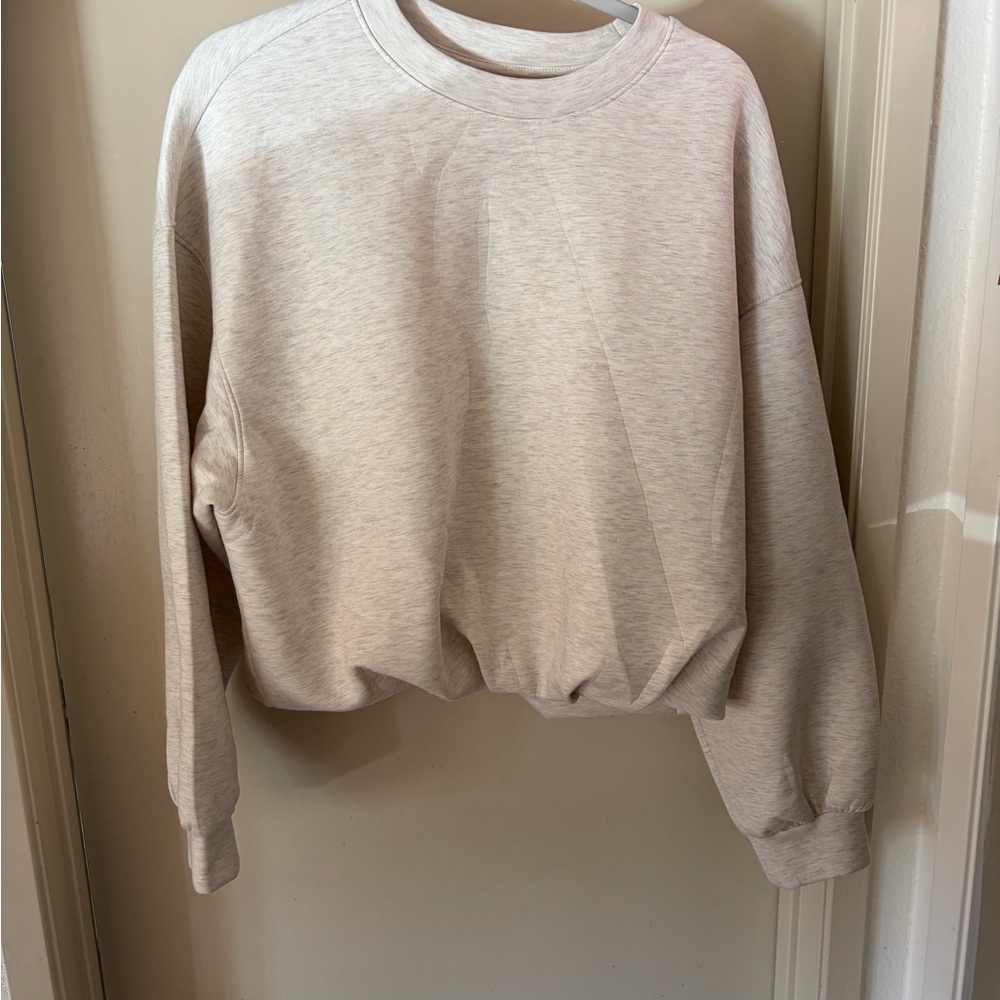 Old Navy Bounce Fleece Bubble Hem Beige Sweatshirt